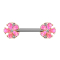 Barbell rose gold round flowers with opal pink