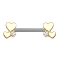 Barbell doré double cœur avec cristal
