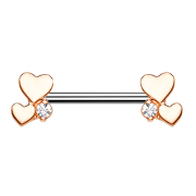 Barbell or rose double cœur avec cristal