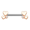 Barbell or rose double cœur avec cristal