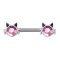 Barbell argent chat avec cristal