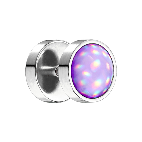Fake Plug argent avec opalite violette
