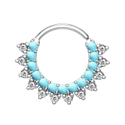 Micro piercing ring silver with turquoise stones and...