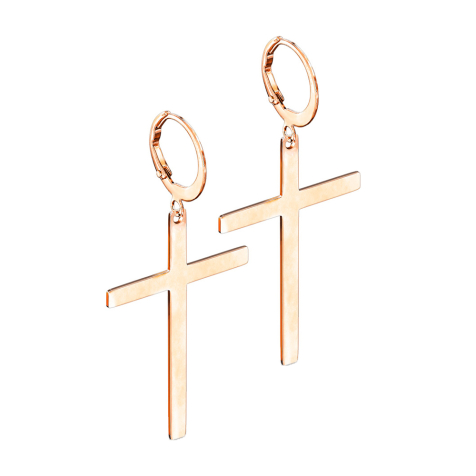 Ohrring rosegold Anhänger Kreuz