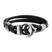 Kunstlederarmband schwarz mit Ankerhaken