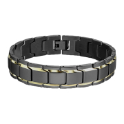 Armband schwarz matt mit zwei Goldstreifen
