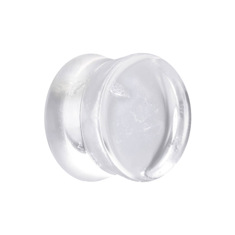 Flared plug made of transparent quartz