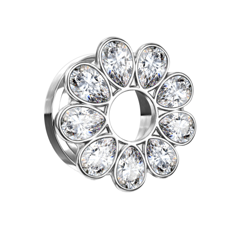 Flesh Tunnel silber Kristallbume silber