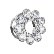 Flesh Tunnel silber Kristallbume silber