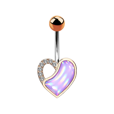 Banane or rose cœur avec cristal et pierre époxy violette