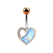 Cuore in oro rosa banana con cristallo e pietra...