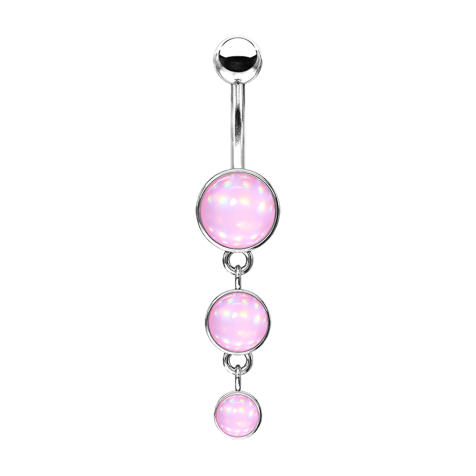 Banana in argento con ciondolo tre scudi in pietra epossidica rosa