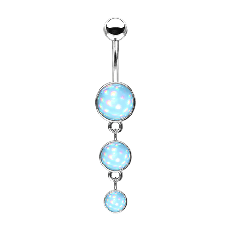 Banana silver with pendant three shields epoxy stone blue