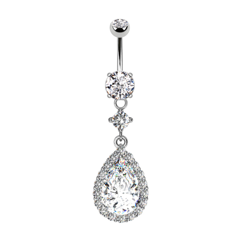 Banana in argento con ciondolo in cristallo e gocce di cristallo