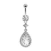 Banana in argento con ciondolo in cristallo e gocce di...