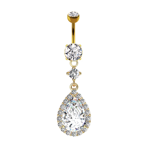 Banana placcata oro 14k con pendente in cristallo e gocce di cristallo