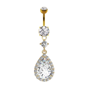 Banana placcata oro 14k con pendente in cristallo e gocce...