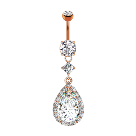 Banane rosegold mit Anhänger Kristall und Kristalltropfen