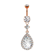 Banana in oro rosa con ciondolo in cristallo e gocce di...