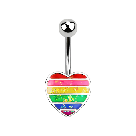 Banane silber Herz mit Opal Glitter regenbogen