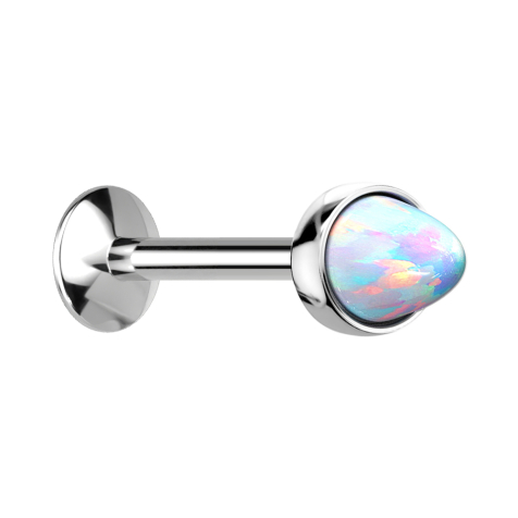 Micro Labret filettatura interna argento Cono opale bianco