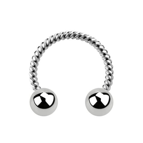 Micro Circular Barbell argent tressé avec deux boules