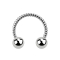Micro Circular Barbell argent tressé avec deux boules