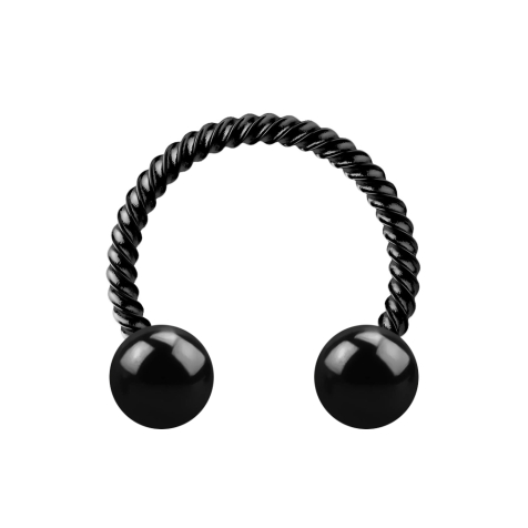 Micro Circular Barbell schwarz geflochten mit zwei Kugeln