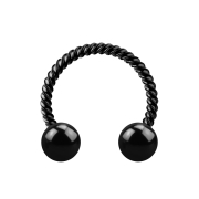 Micro Circular Barbell noir tressé avec deux boules
