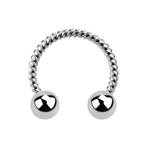 Circular Barbell argent tressé avec deux boules