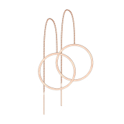 Stud earrings rose gold free-falling chain with circle