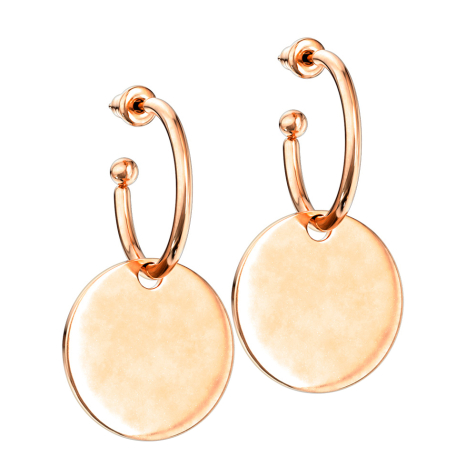 Stud earrings rose gold pendant round plate