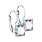Earring silver with square crystal multicolor