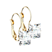 Gold-plated earring with silver square crystal