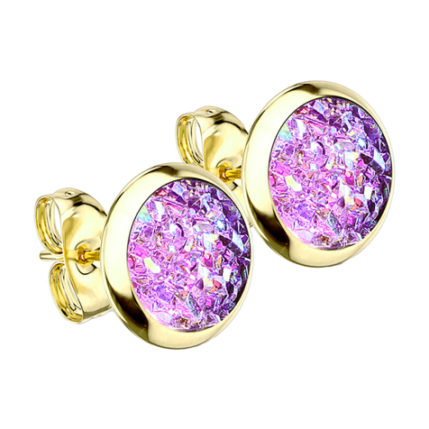 Ohrstecker vergoldet mit Druse Stein violett
