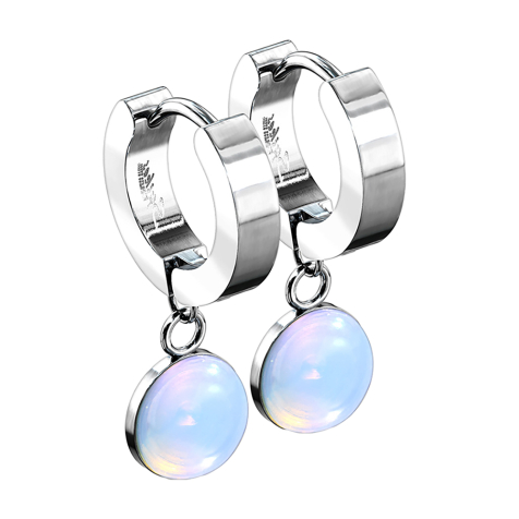 Boucles doreilles à clapet argent pendentif pierre opalite