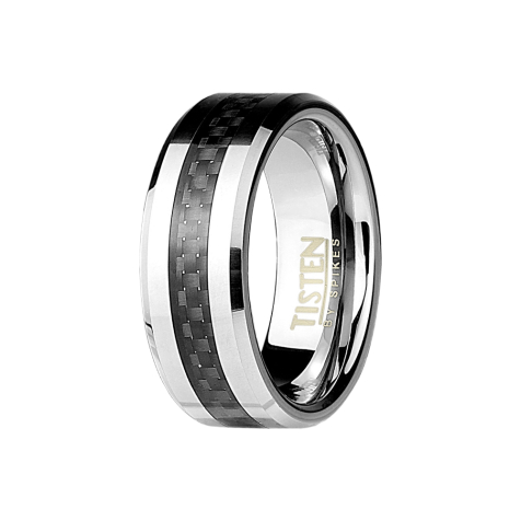 Ring silber mit Carbonstreifen