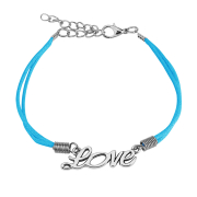 Faux leather bracelet blue Love