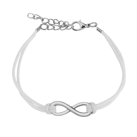 Bracelet en cuir synthétique blanc Infini