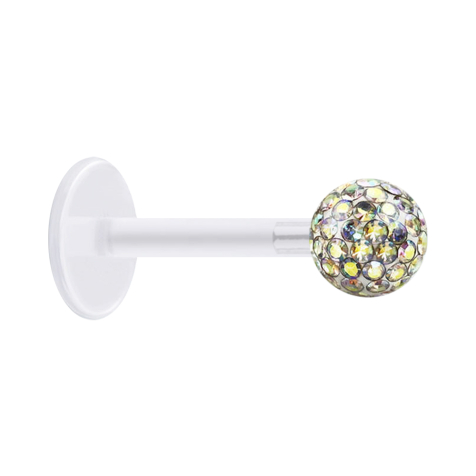 Micro labret transparent with crystal ball multicolor and epoxy protective layer