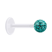 Micro Labret transparent avec boule de cristal turquoise...