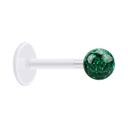 Micro Labret transparent avec boule de cristal verte et...