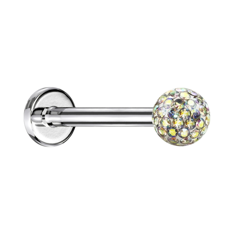 Micro Labret silber mit Kristallkugel multicolor Epoxy Schutzschicht