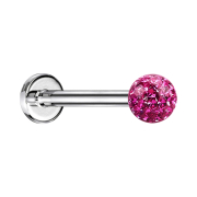 Micro Labret argenté avec boule de cristal rose et...