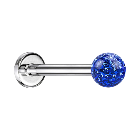 Micro Labret silber mit Kristallkugel dunkelblau Epoxy Schutzschicht