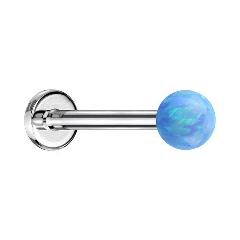 Micro Labret silber mit Kugel Opal hellblau