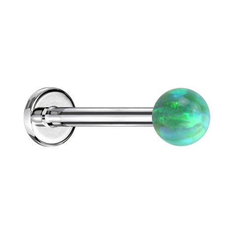 Micro Labret argent avec boule opale verte