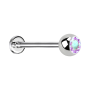 Micro Labret argenté avec boule et cristal...