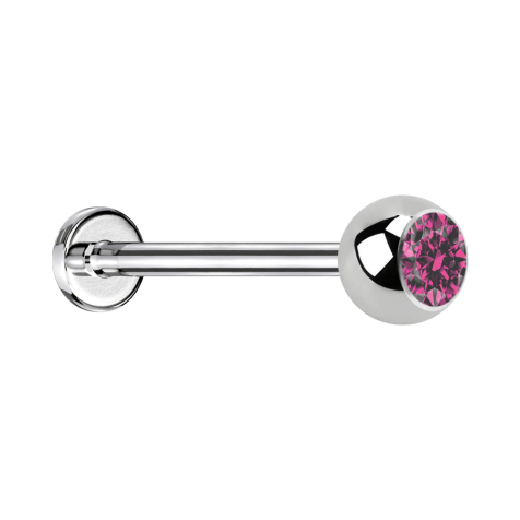 Micro labret silver with ball and crystal pink