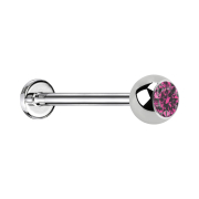 Micro labret silver with ball and crystal pink